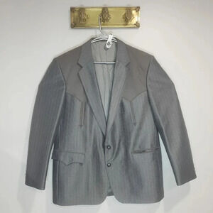 VTG,Circle S Mens  Gray Dallas Texas Western Blazer/Jacket 46R.